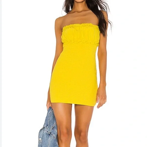 Lovers + Friends | Dresses | Yellow Strapless Mini Dress Lovers Friends |  Poshmark